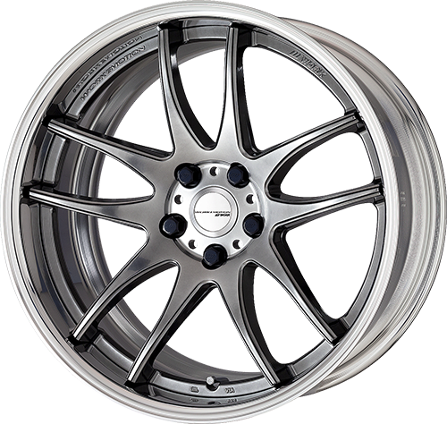 Work Emotion CR2P, 19x9.5 +15, 5x114.3, Glimmed Silver Face, Brushed  Barrel, R Disk, Full Reverse Lip